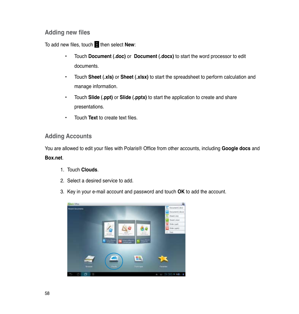 Asus PadFone 2 User Manual | Page 58 / 71