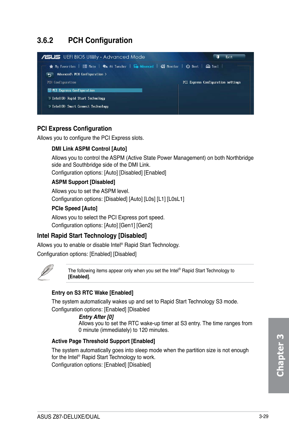 2 pch configuration, Pch configuration -29, Chapter 3 | Asus Z87-DELUXE/DUAL User Manual | Page 105 / 168