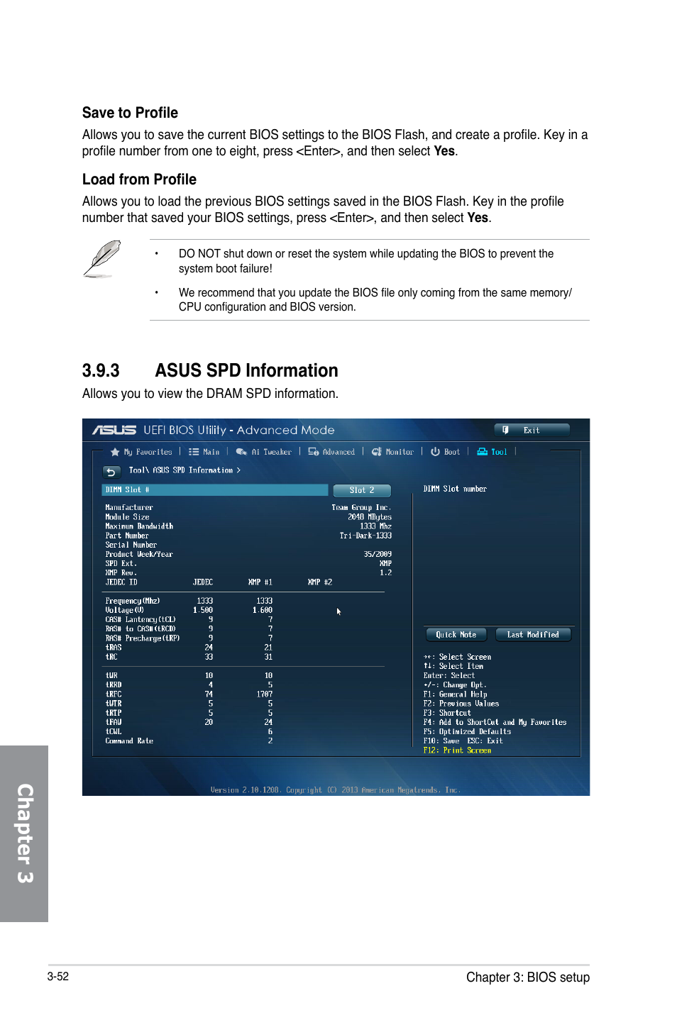 3 asus spd information, Asus spd information -52, Chapter 3 | Asus Z87-DELUXE/DUAL User Manual | Page 128 / 168