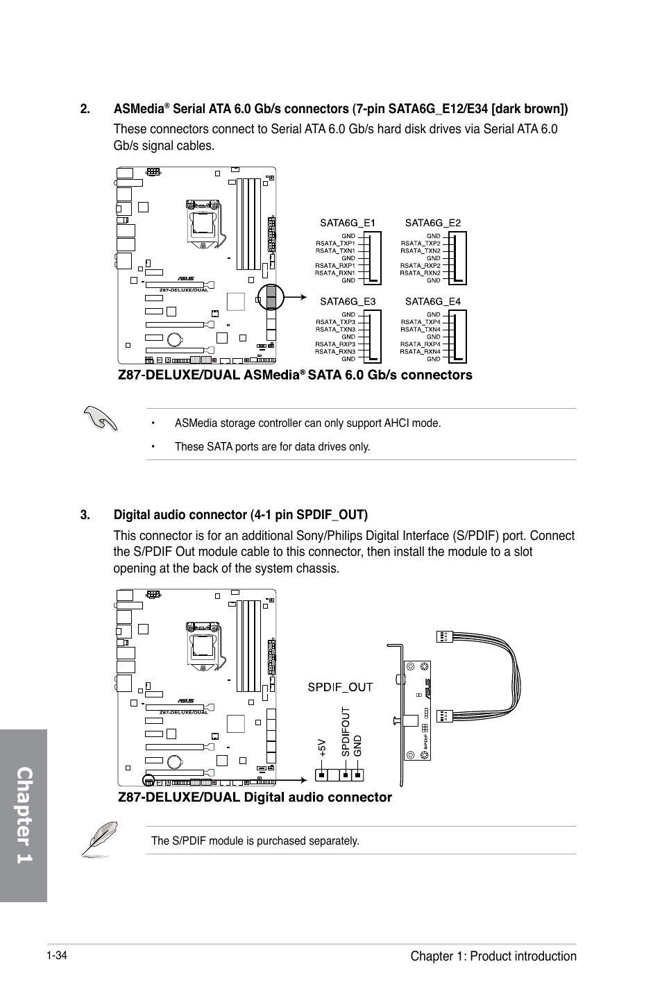 Chapter 1 | Asus Z87-DELUXE/DUAL User Manual | Page 50 / 168