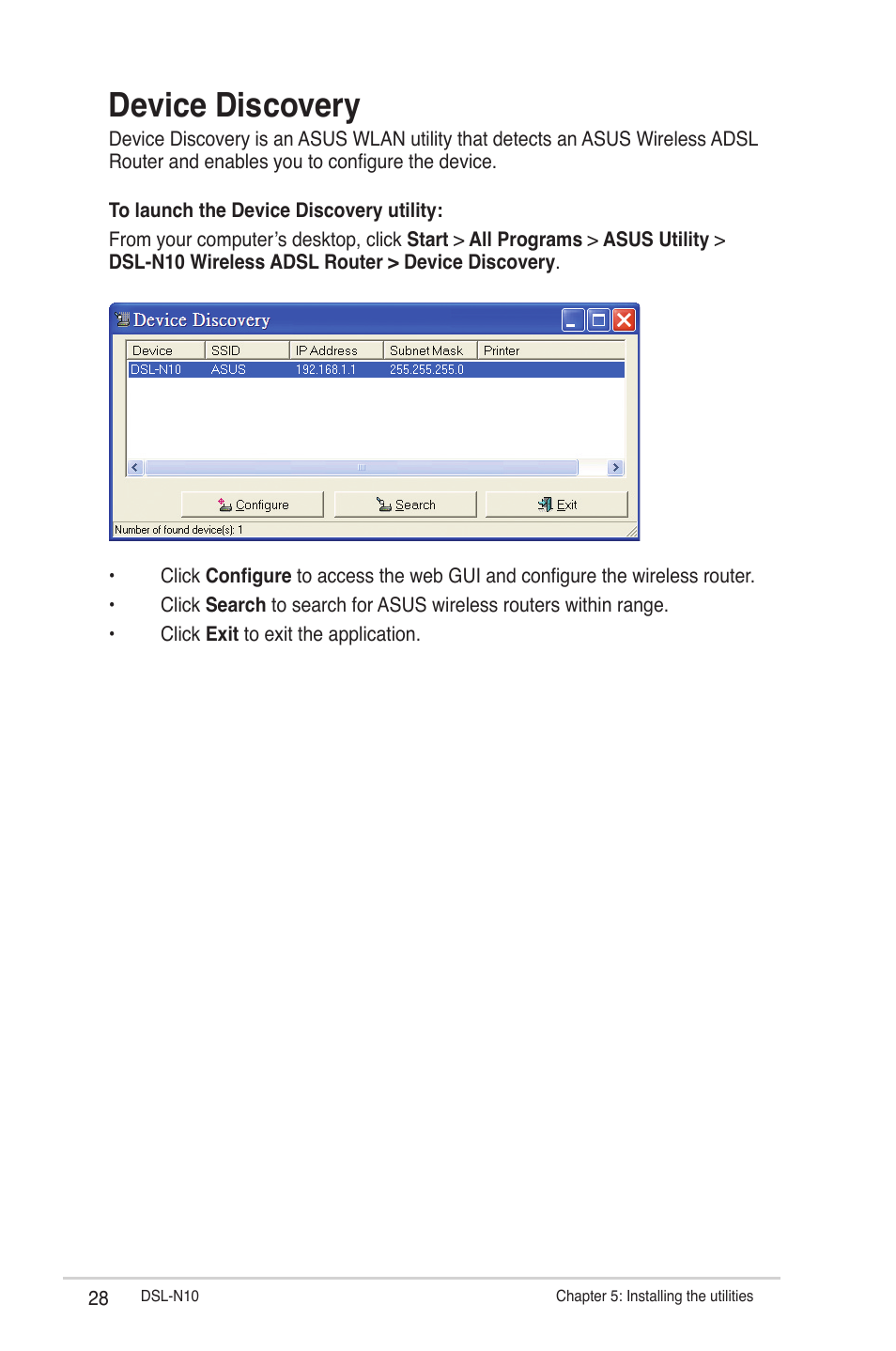 Device discovery | Asus DSL-N10 User Manual | Page 28 / 52