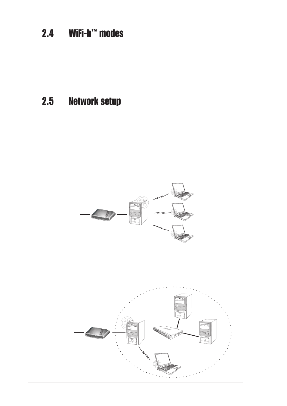 4 wifi-b, Modes, 5 network setup | Asus WiFi-b User Manual | Page 16 / 56