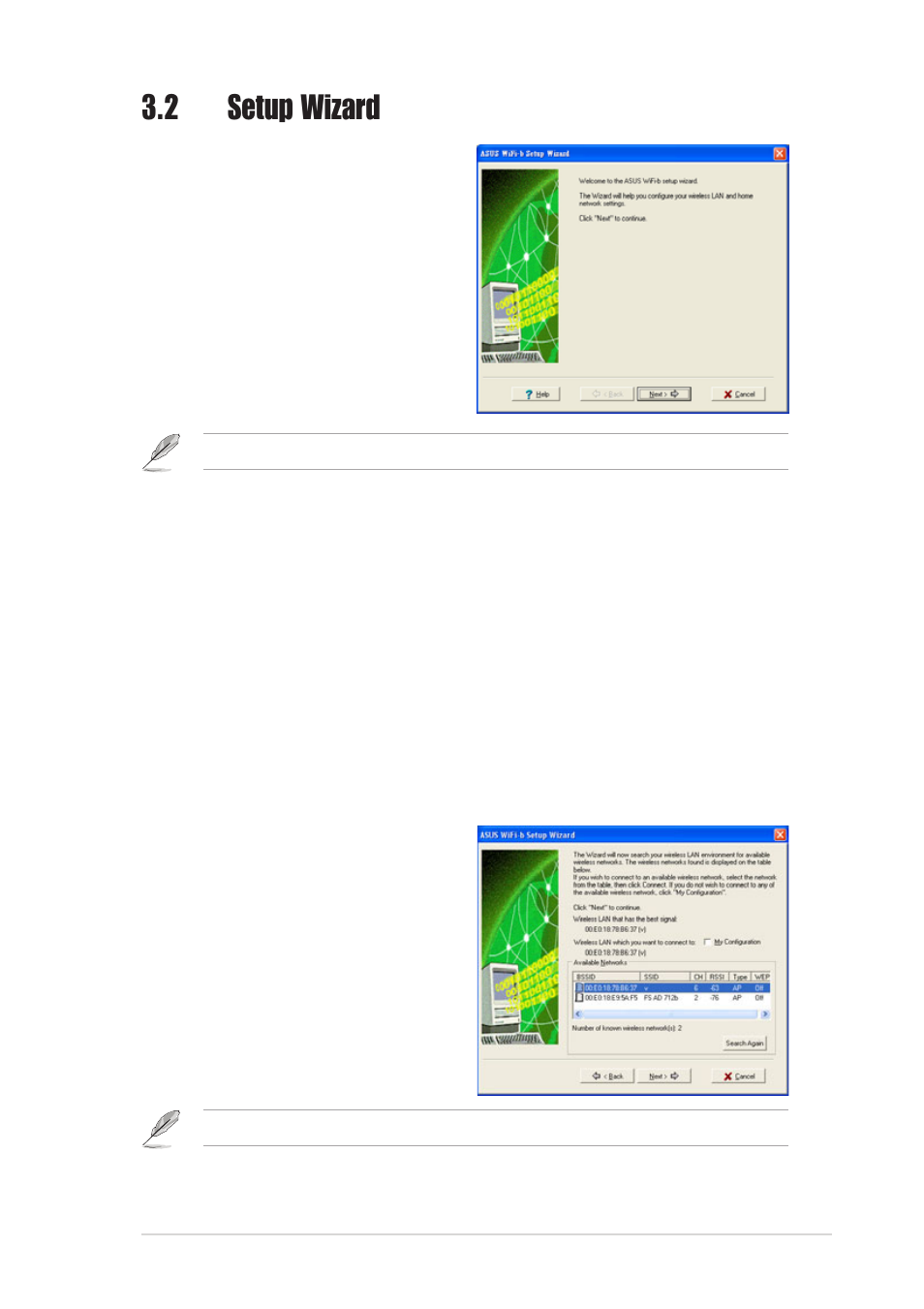 2 setup wizard, 1 selecting the wifi-b ™ operation mode, 2 station mode (infrastructure type) | Asus WiFi-b User Manual | Page 21 / 56