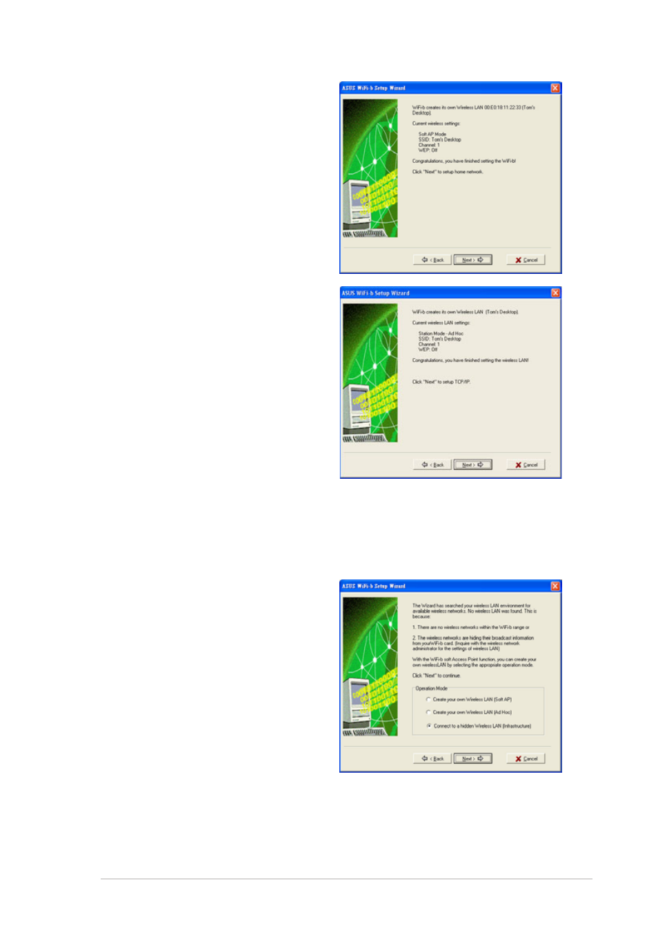 Connecting to a hidden wireless lan | Asus WiFi-b User Manual | Page 25 / 56