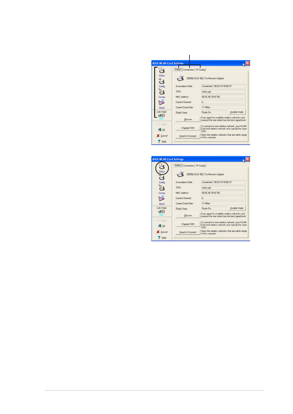 1 wireless lan card settings | Asus WiFi-b User Manual | Page 37 / 56