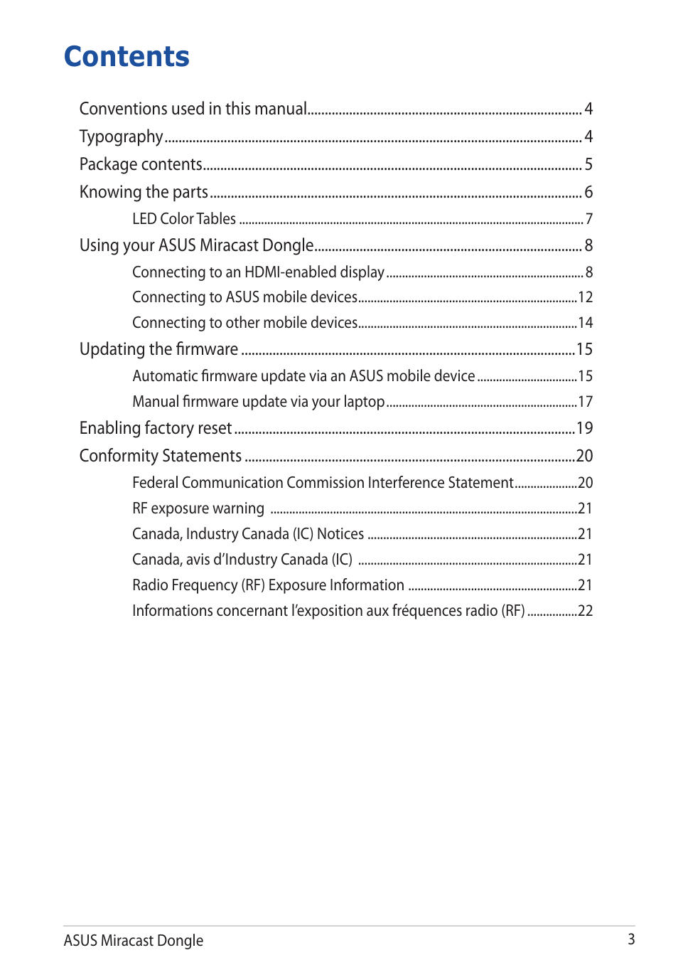 Asus Miracast Dongle User Manual | Page 3 / 22