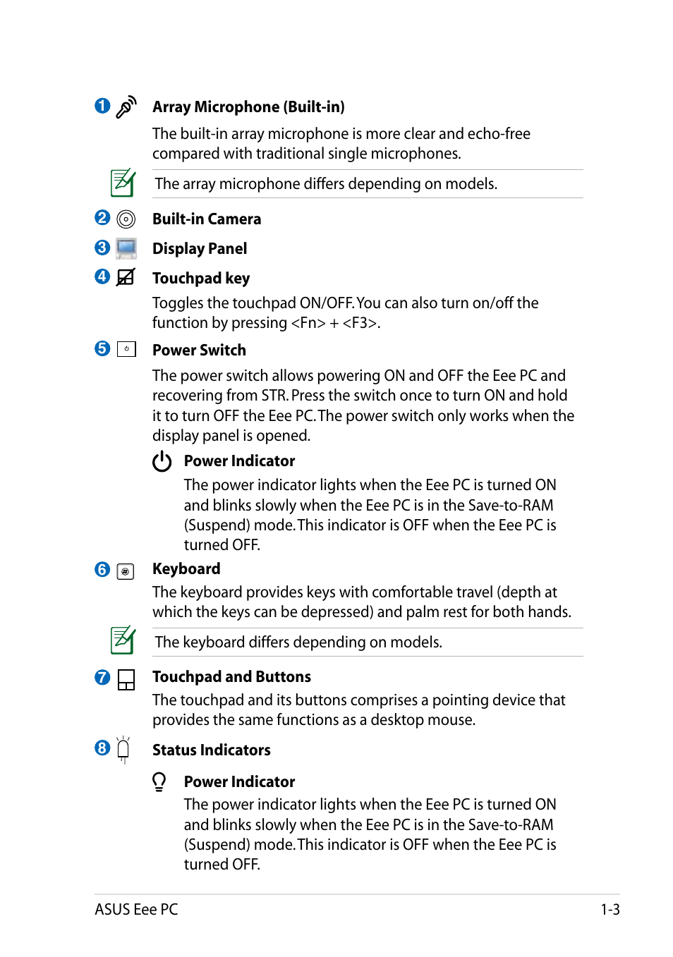 Asus Eee PC 1005HAB User Manual | Page 11 / 60