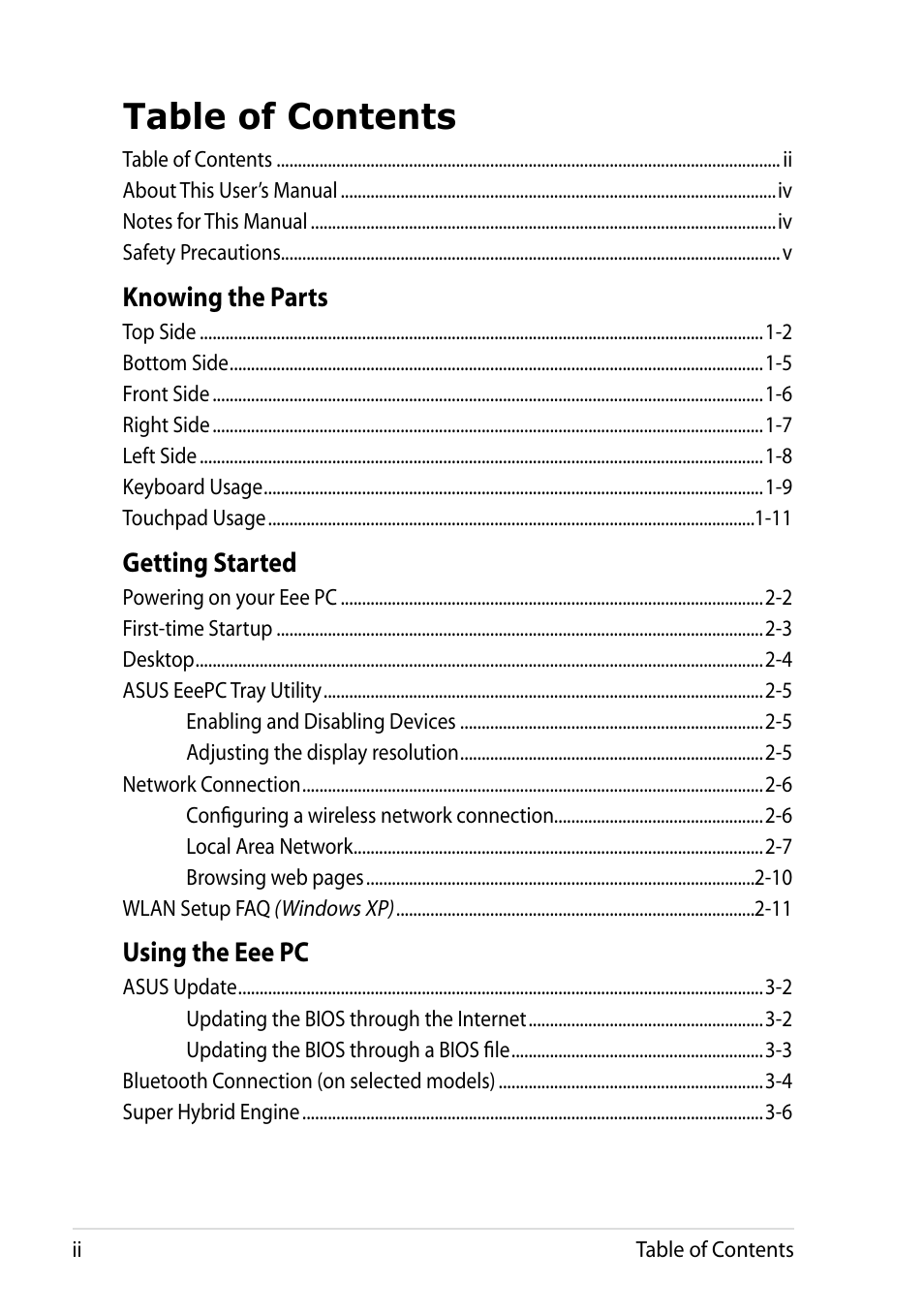 Asus Eee PC 1005HAB User Manual | Page 2 / 60