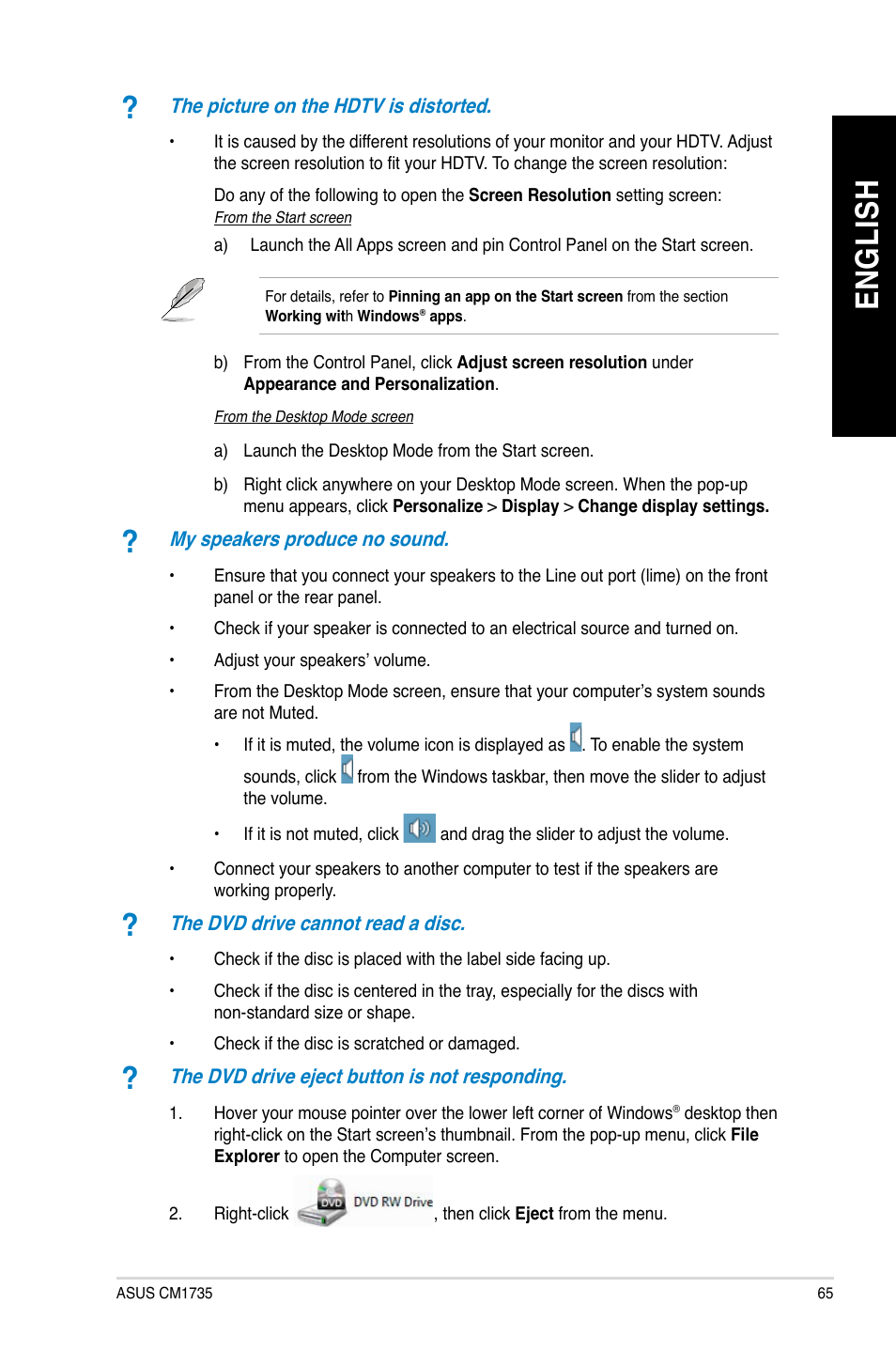 En gl is h en gl is h | Asus CM1735 User Manual | Page 65 / 70