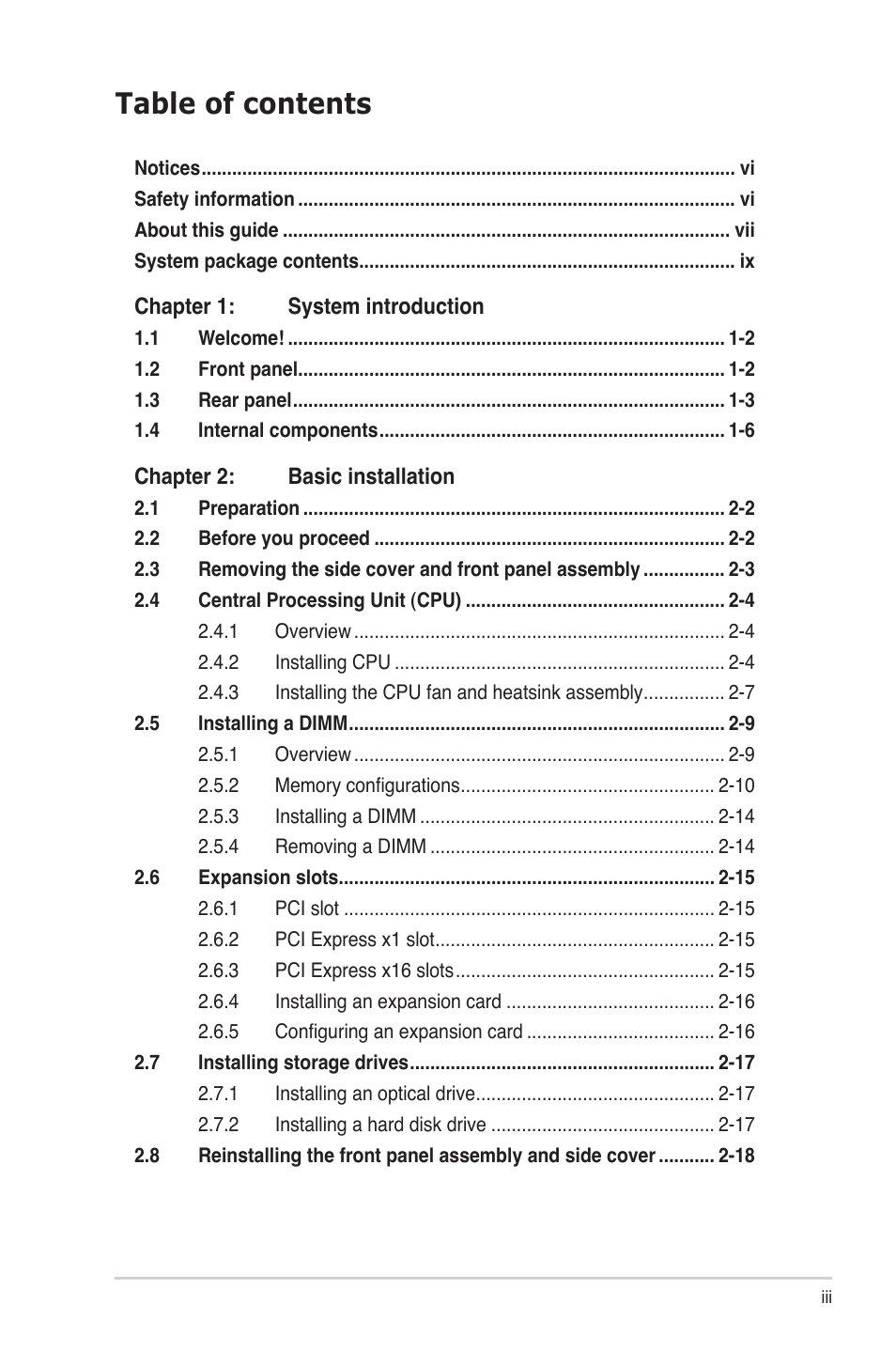 Asus G1-P7P55E User Manual | Page 3 / 75