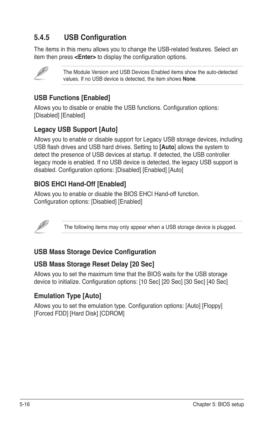 5 usb configuration, Usb configuration -16 | Asus G1-P7P55E User Manual | Page 65 / 75