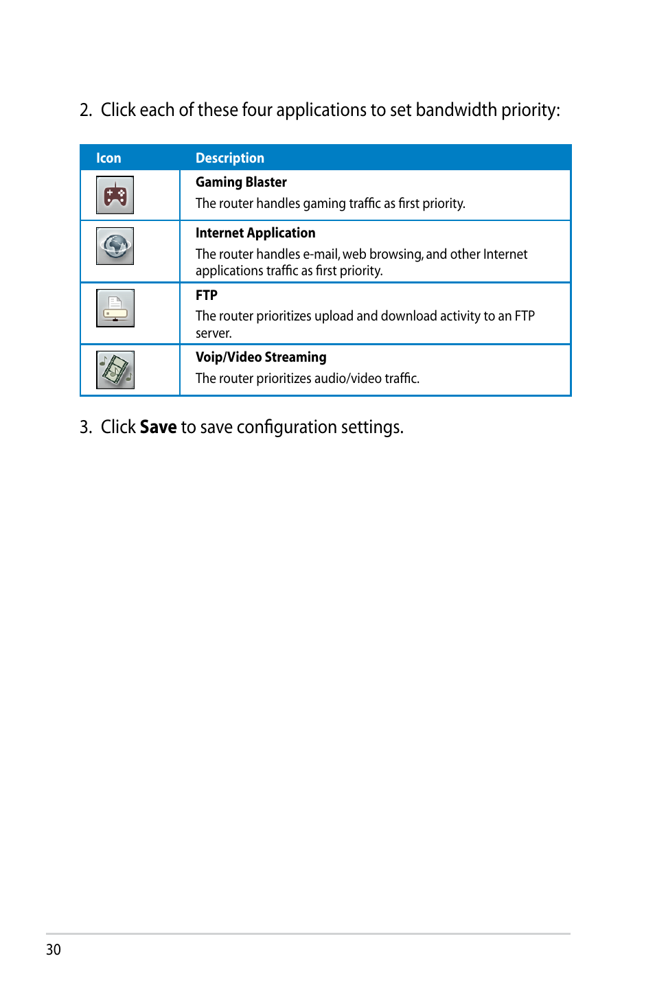 Click save to save configuration settings | Asus RT-N10 (VER.D1) User Manual | Page 30 / 70