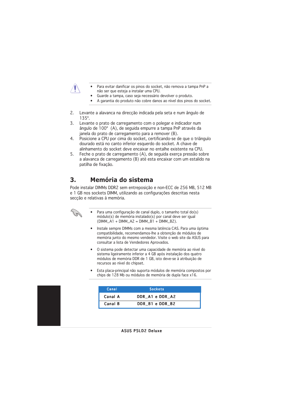 Memória do sistema, Portugu ê s | Asus P5LD2 Deluxe User Manual | Page 18 / 20