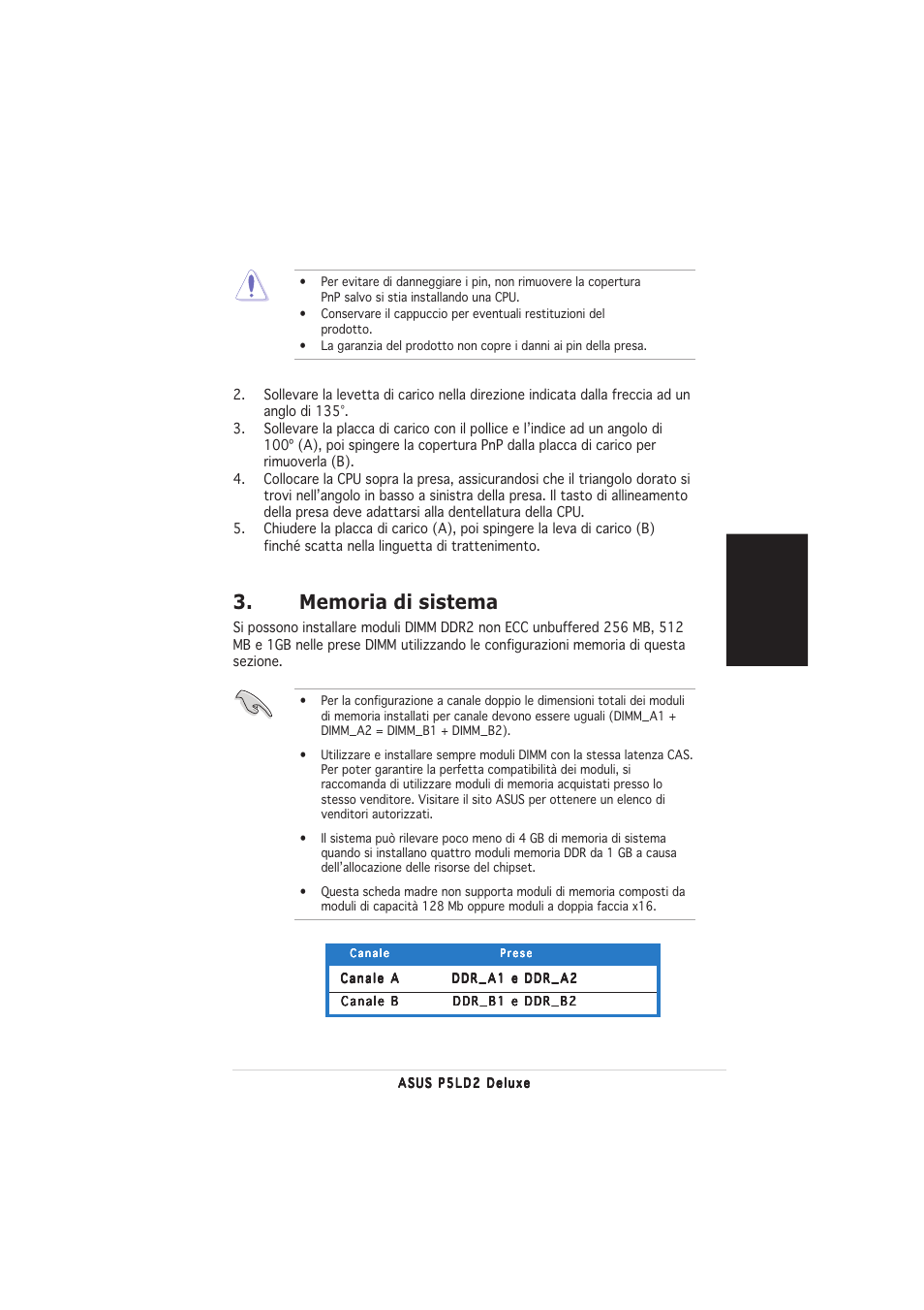 Italiano | Asus P5LD2 Deluxe User Manual | Page 9 / 20