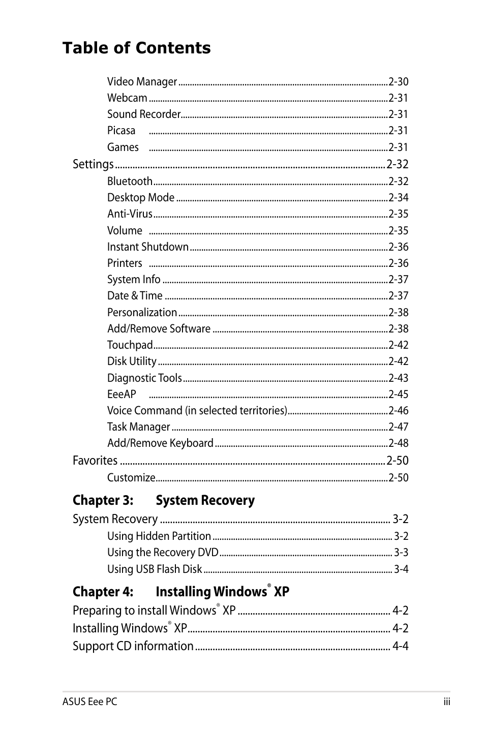 Asus Eee PC S101/Linux User Manual | Page 3 / 90