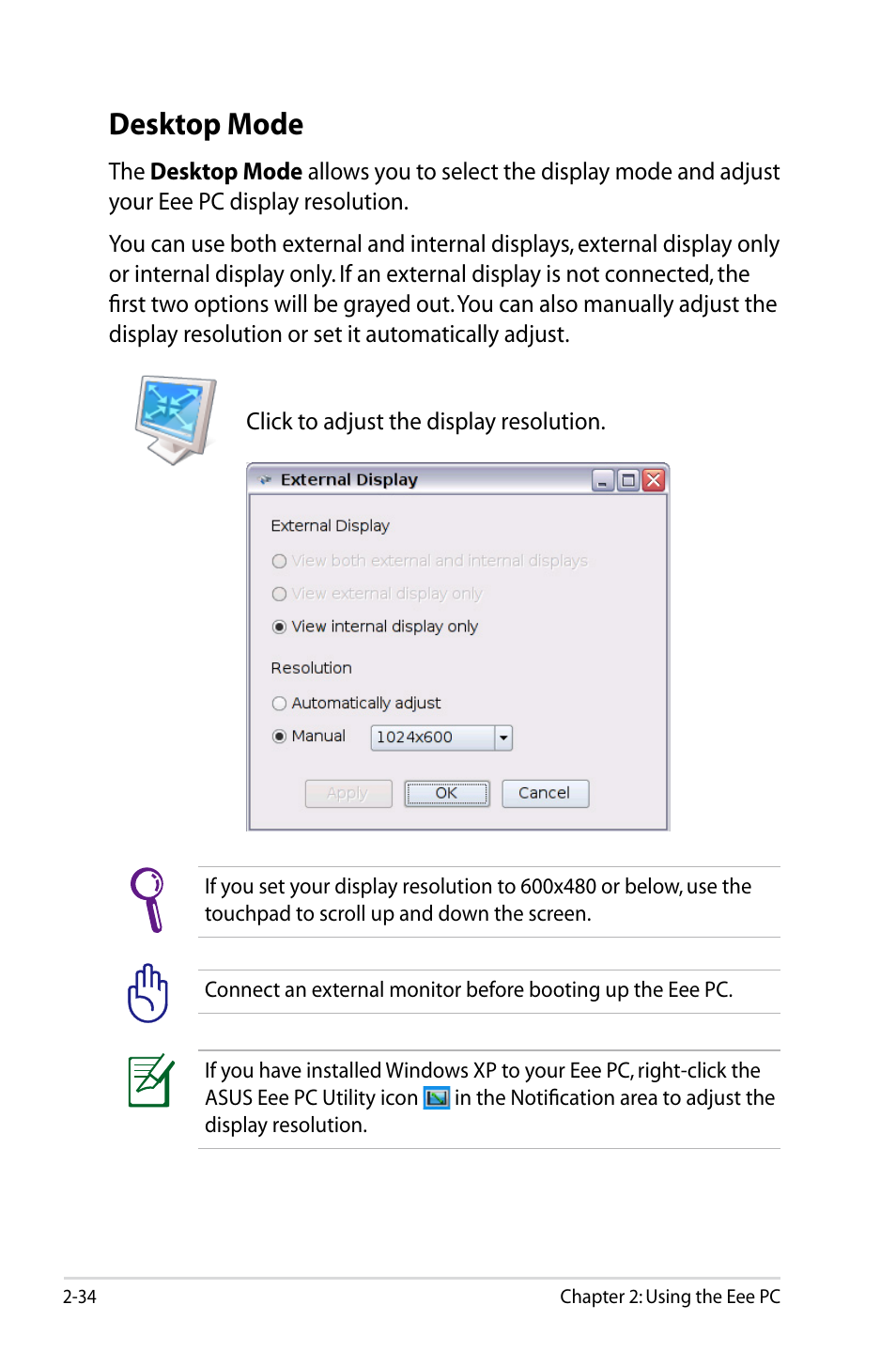 Desktop mode, Desktop mode -34 | Asus Eee PC S101/Linux User Manual | Page 44 / 90