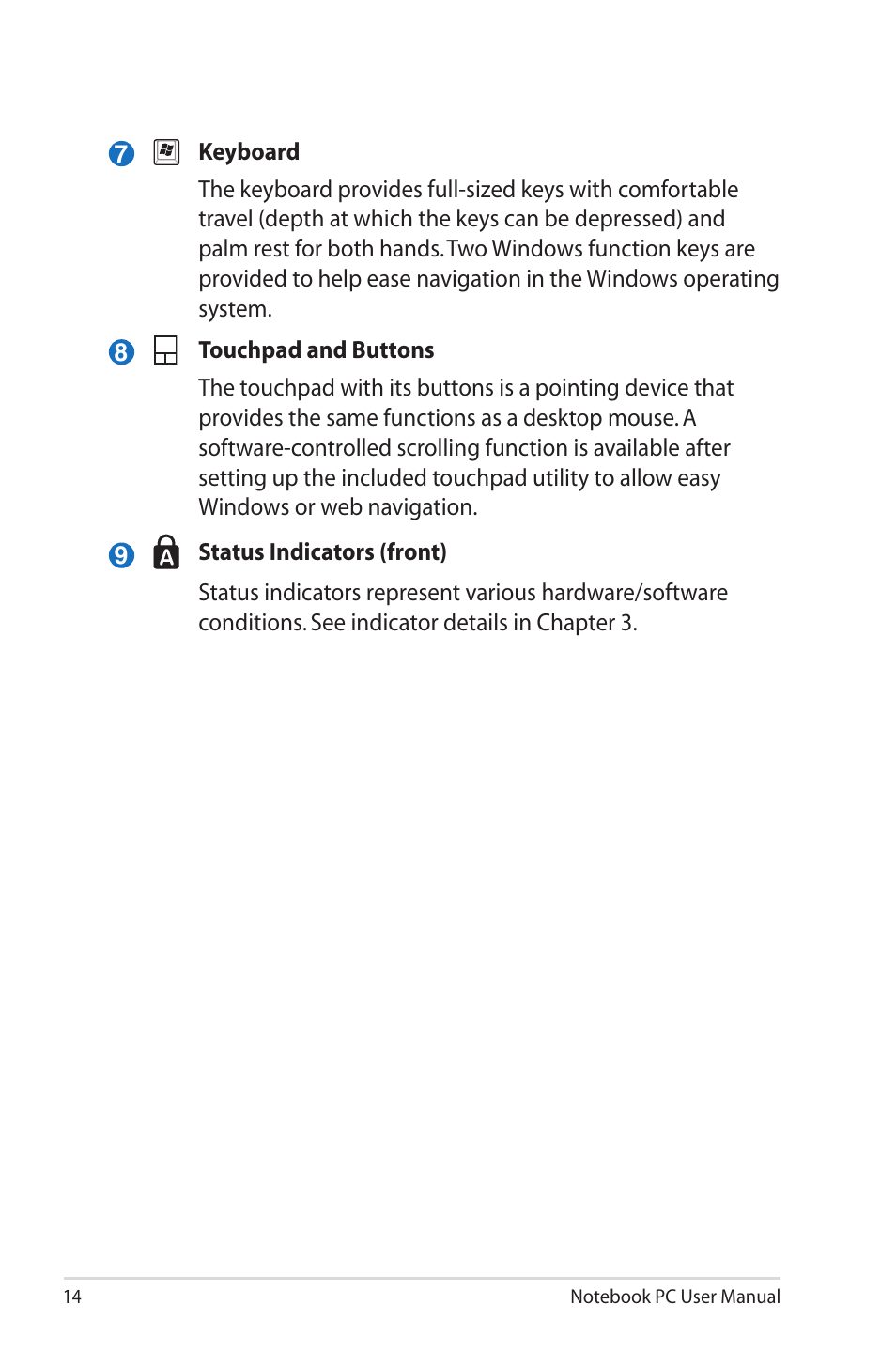 Asus U30Jc User Manual | Page 14 / 104