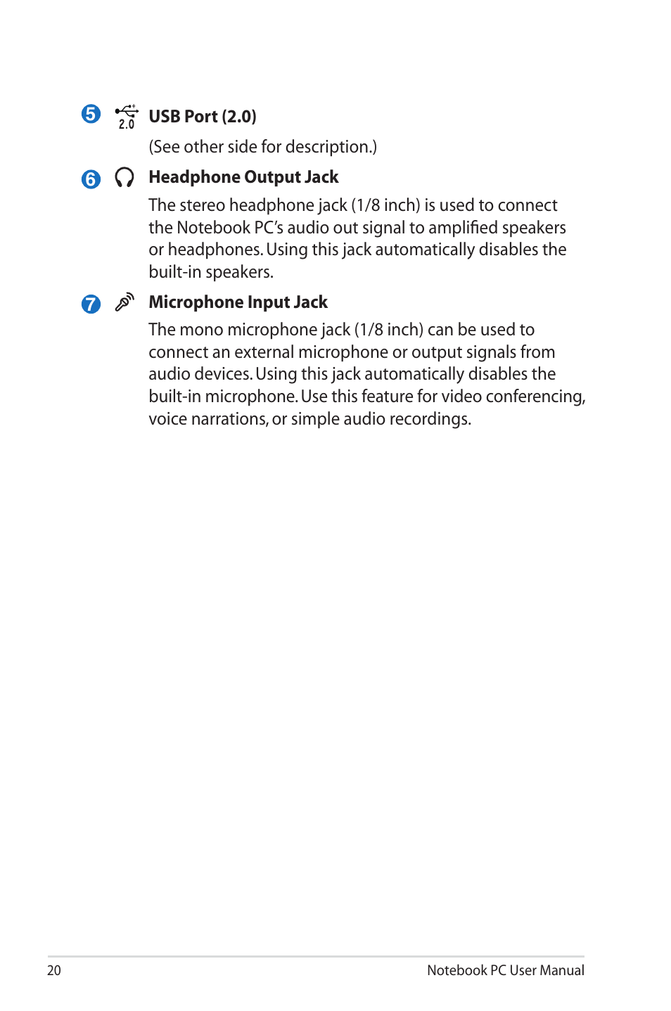 Asus U30Jc User Manual | Page 20 / 104