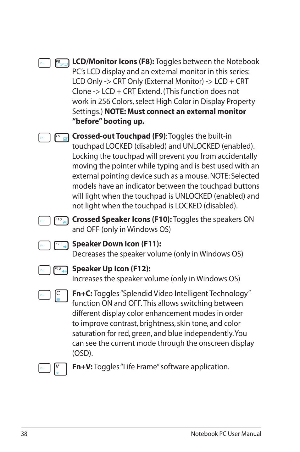 Asus U30Jc User Manual | Page 38 / 104