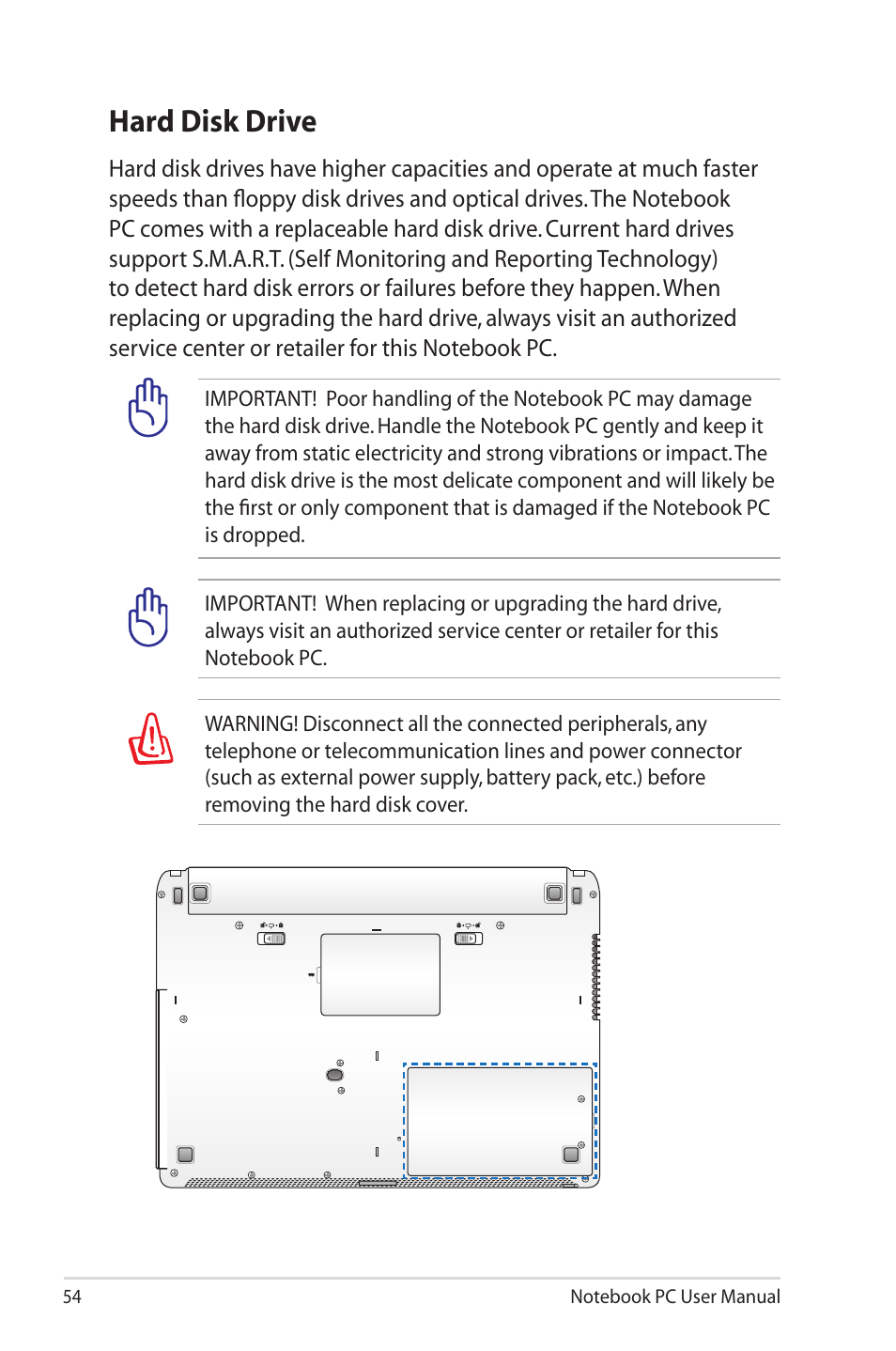 Hard disk drive | Asus U30Jc User Manual | Page 54 / 104