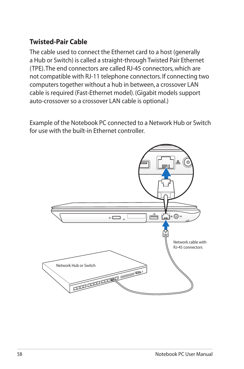 Twisted-pair cable | Asus U30Jc User Manual | Page 58 / 104