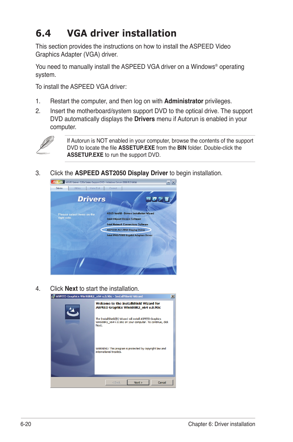 4 vga driver installation, Vga driver installation -20 | Asus P8B-M User Manual | Page 140 / 150