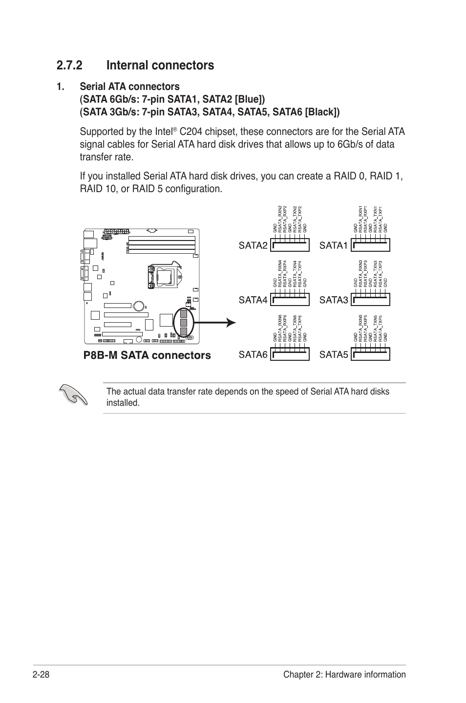 2 internal connectors, Internal connectors -28 | Asus P8B-M User Manual | Page 46 / 150