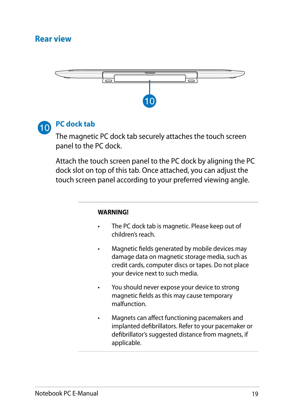 Rear view | Asus T300LA User Manual | Page 19 / 120