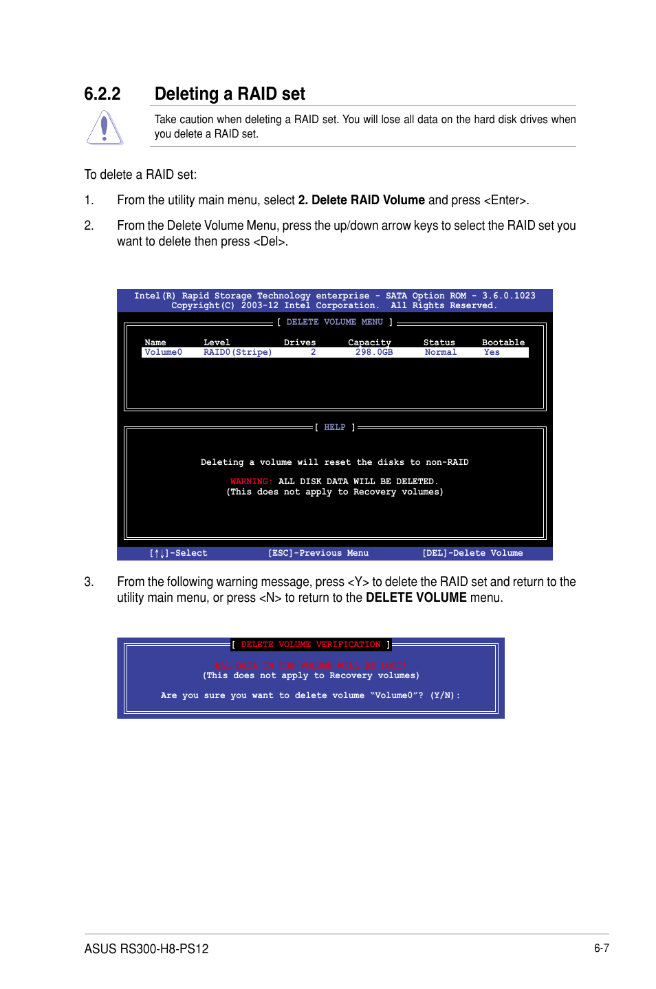 2 deleting a raid set, Deleting a raid set -7 | Asus RS300-H8-PS12 User Manual | Page 117 / 192