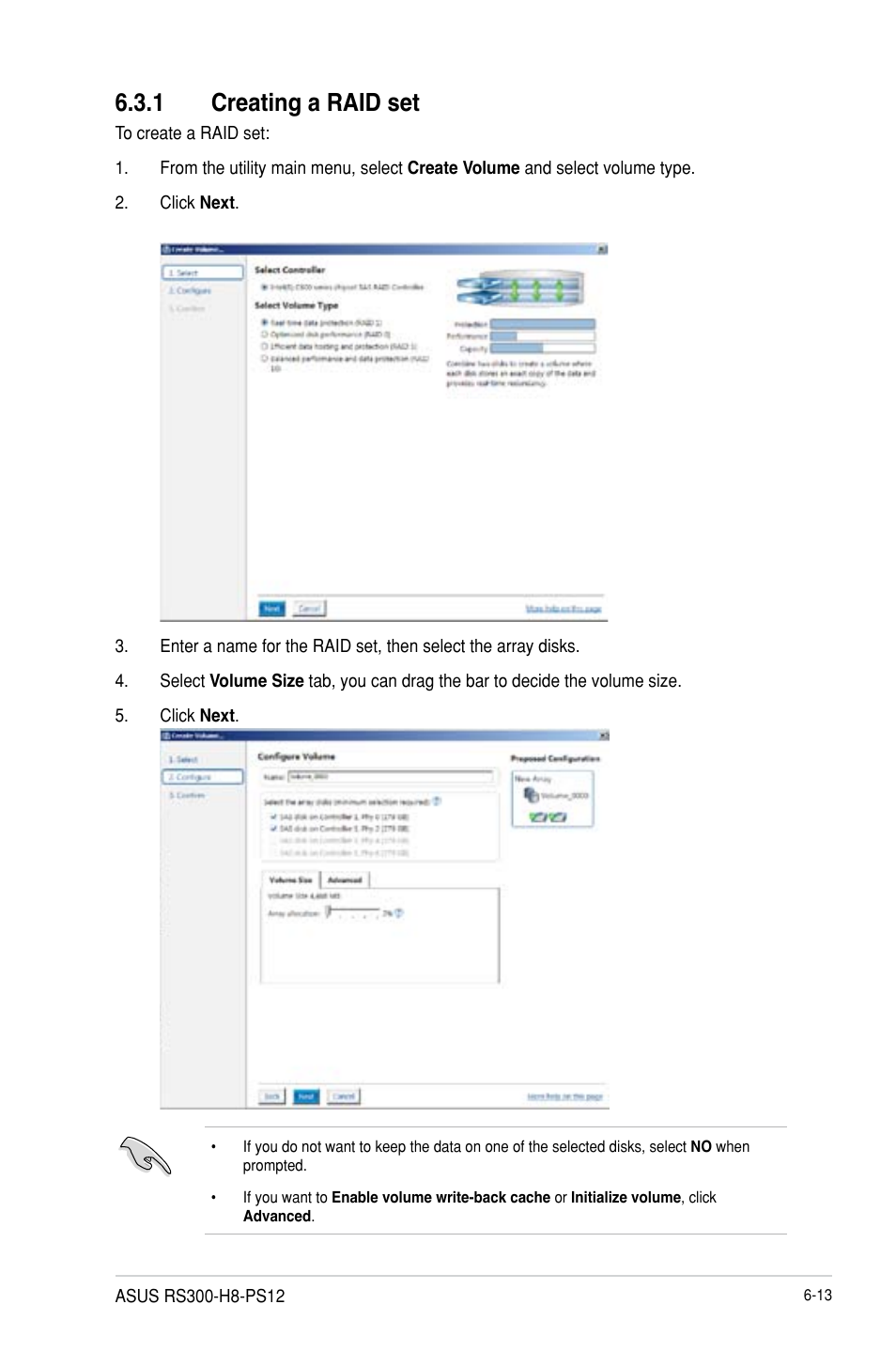 1 creating a raid set, Creating a raid set -13 | Asus RS300-H8-PS12 User Manual | Page 123 / 192