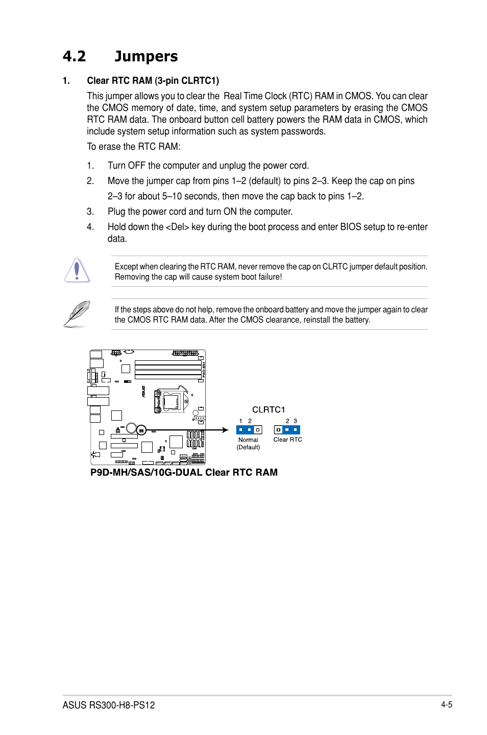 2 jumpers, Jumpers -5 | Asus RS300-H8-PS12 User Manual | Page 53 / 192