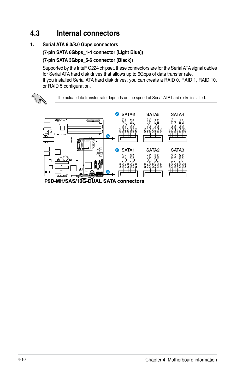 3 internal connectors, Internal connectors -10 | Asus RS300-H8-PS12 User Manual | Page 58 / 192