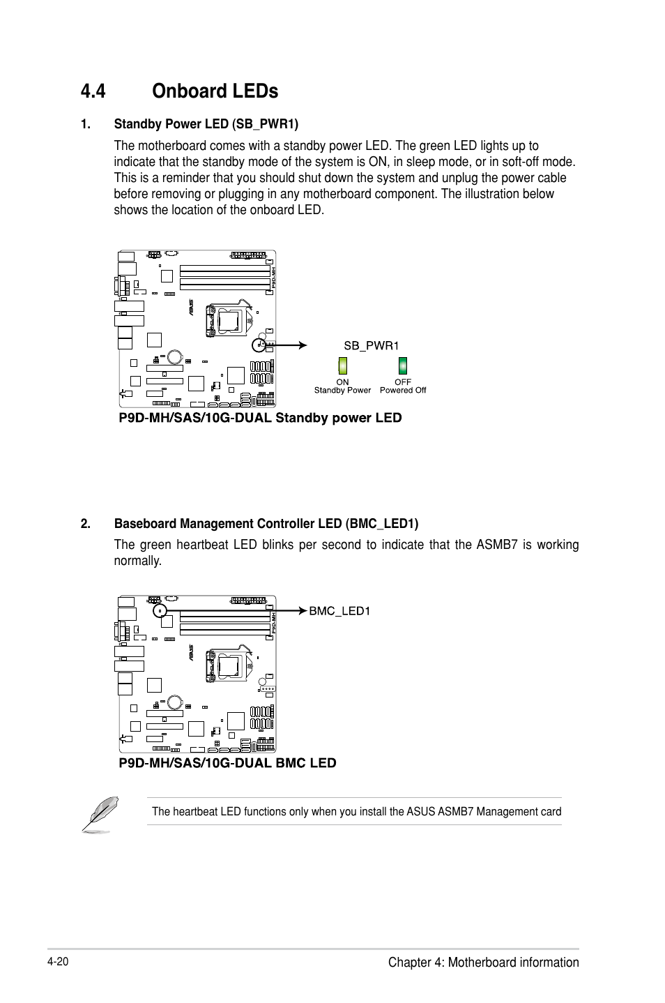 4 onboard leds, Onboard leds -20 | Asus RS300-H8-PS12 User Manual | Page 68 / 192