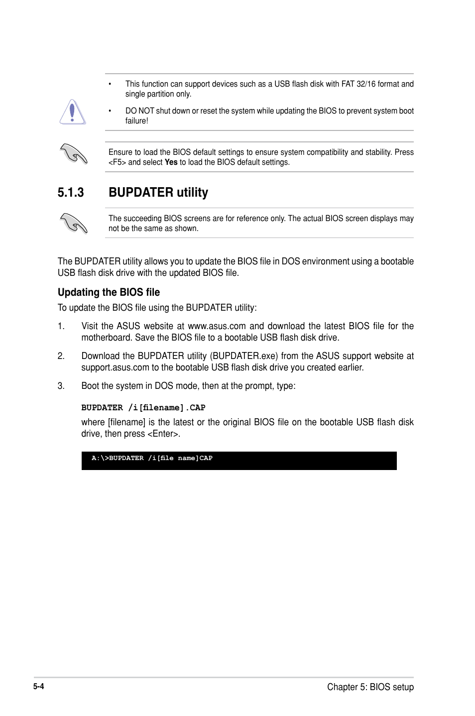 3 bupdater utility, Bupdater utility -4 | Asus RS300-H8-PS12 User Manual | Page 76 / 192