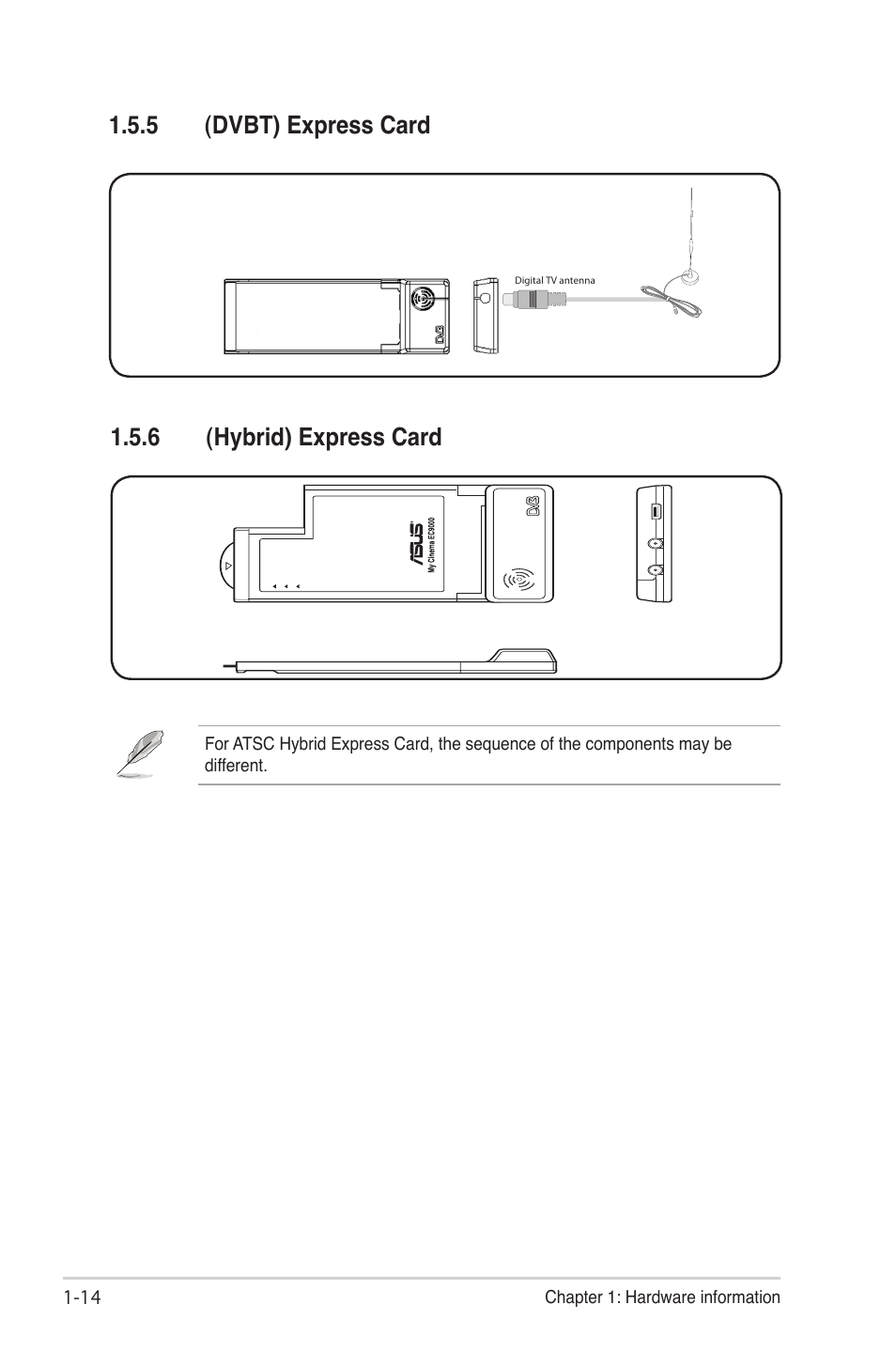 5 (dvbt) express card 1.5.6 (hybrid) express card | Asus My Cinema-U3000Mini User Manual | Page 22 / 42