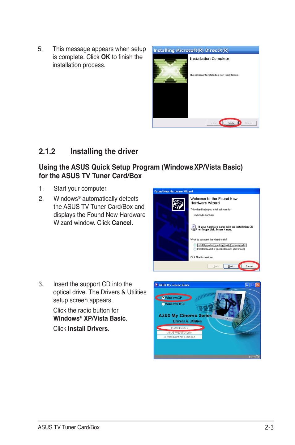 2 installing the driver | Asus My Cinema-U3000Mini User Manual | Page 27 / 42