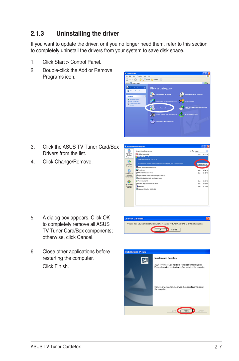 3 uninstalling the driver | Asus My Cinema-U3000Mini User Manual | Page 31 / 42