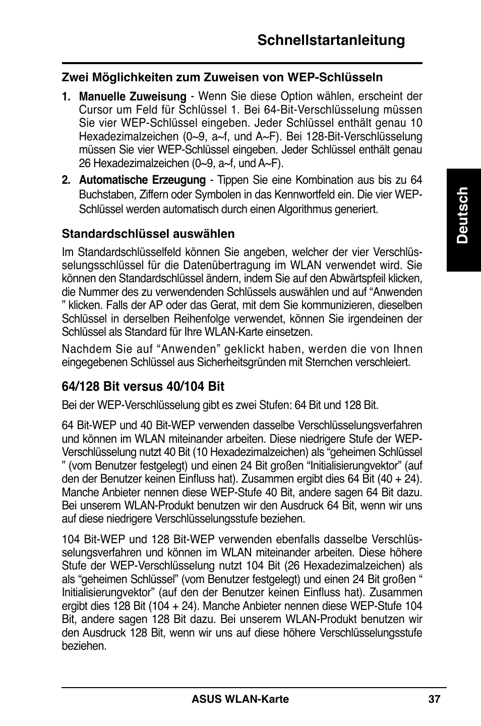 Schnellstartanleitung deutsch | Asus WL-100W User Manual | Page 38 / 127