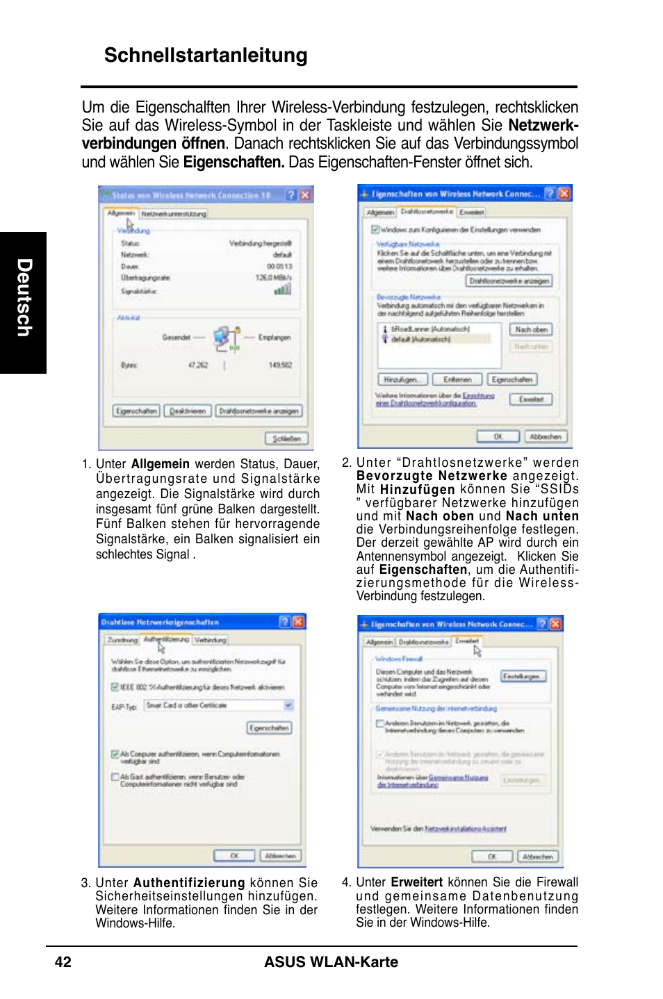 Schnellstartanleitung deutsch | Asus WL-100W User Manual | Page 43 / 127