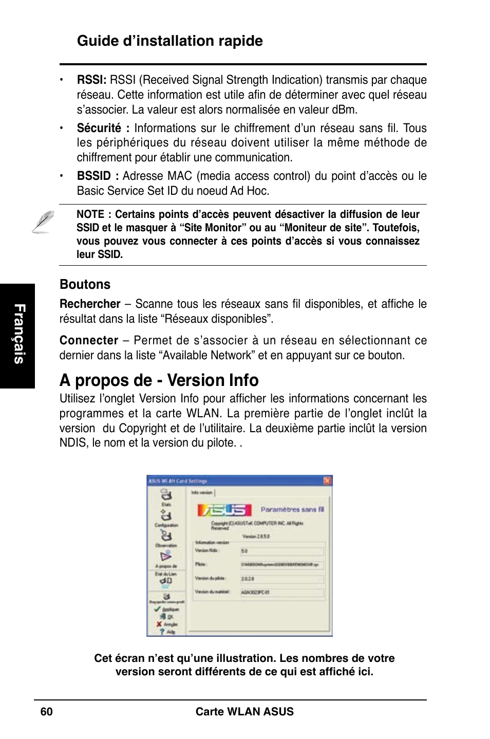 A propos de - version info | Asus WL-100W User Manual | Page 61 / 127