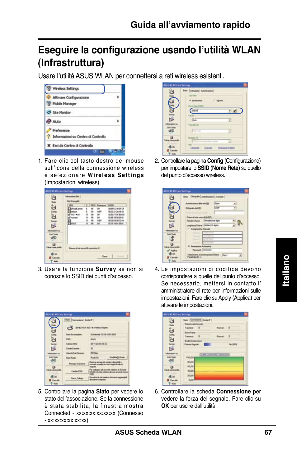 Guida all’avviamento rapido italiano | Asus WL-100W User Manual | Page 68 / 127