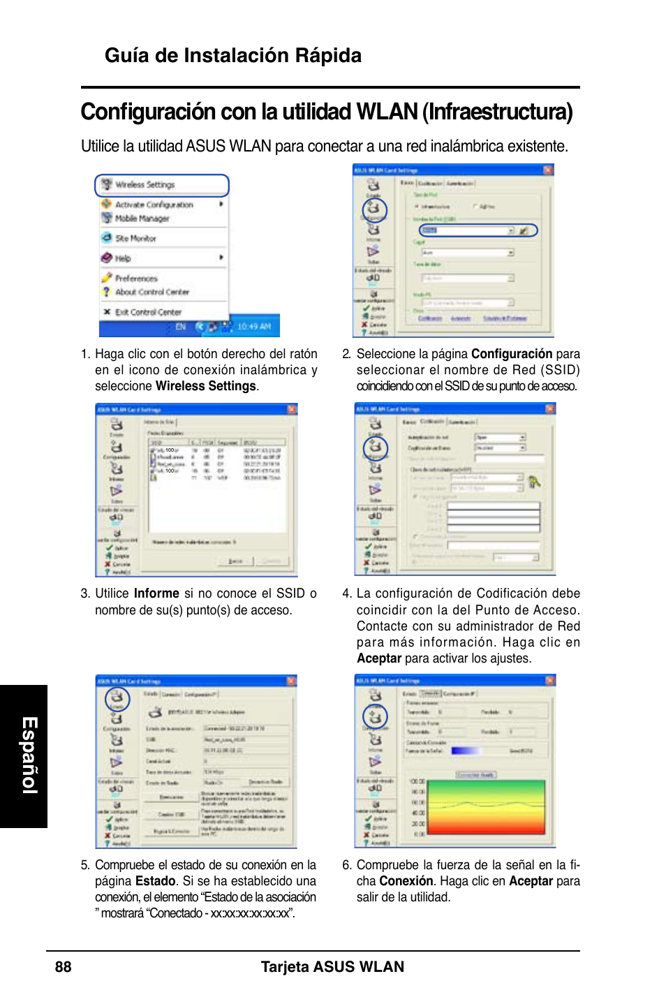 Guía de instalación rápida español | Asus WL-100W User Manual | Page 89 / 127