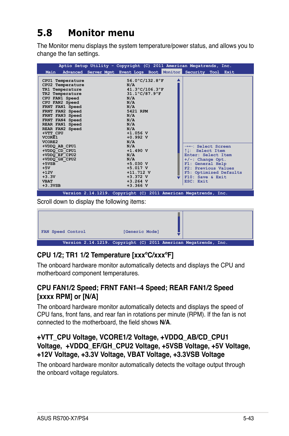 8 monitor menu | Asus RS700-X7/PS4 User Manual | Page 107 / 182