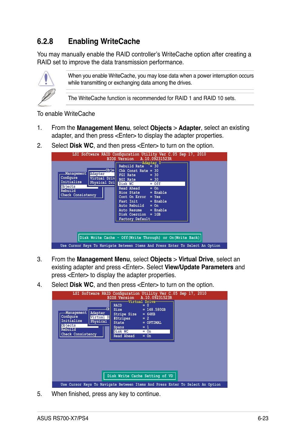 8 enabling writecache | Asus RS700-X7/PS4 User Manual | Page 135 / 182