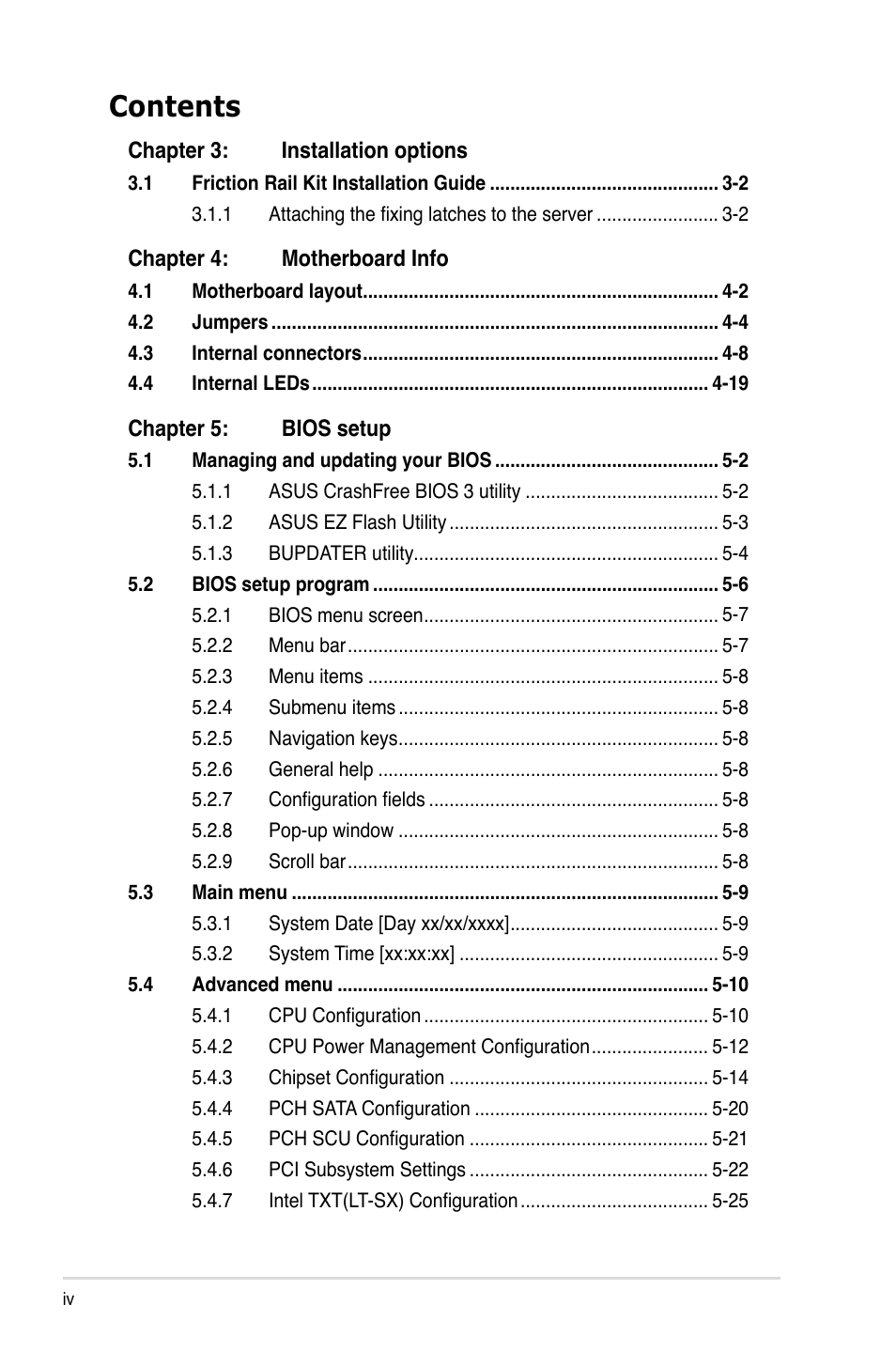 Asus RS700-X7/PS4 User Manual | Page 4 / 182