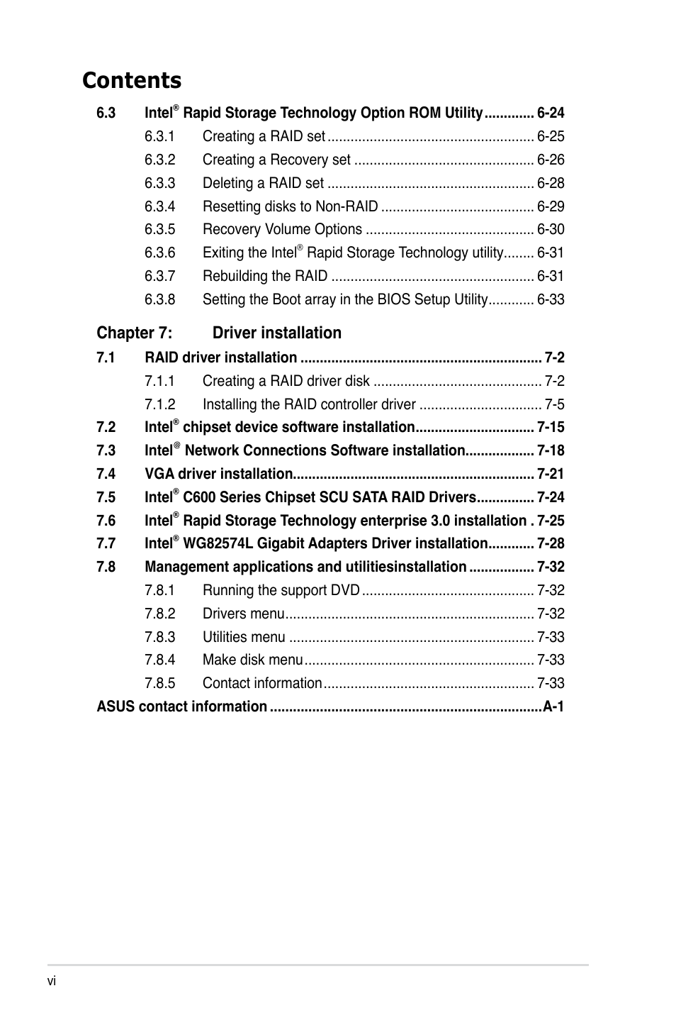 Asus RS700-X7/PS4 User Manual | Page 6 / 182