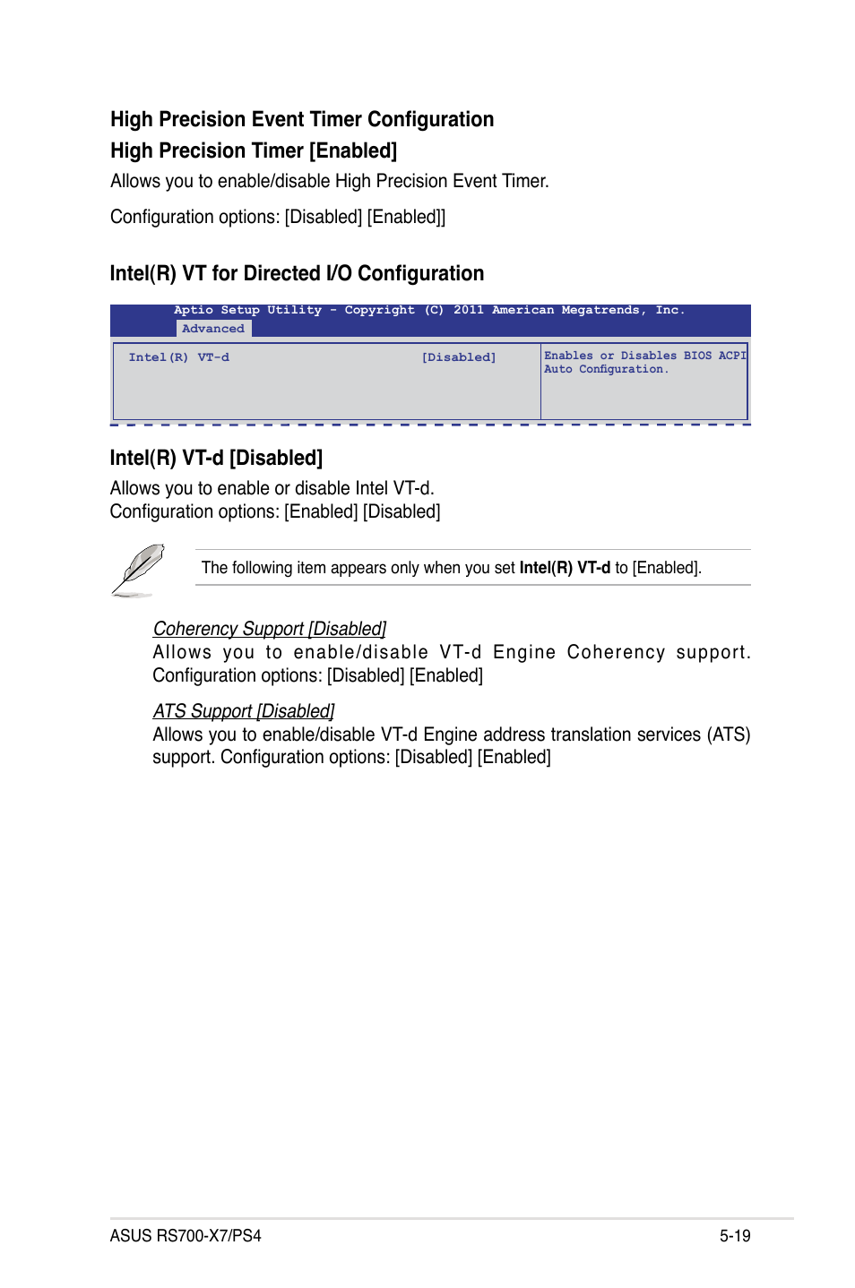 Intel(r) vt-d [disabled, Intel(r) vt for directed i/o configuration | Asus RS700-X7/PS4 User Manual | Page 83 / 182