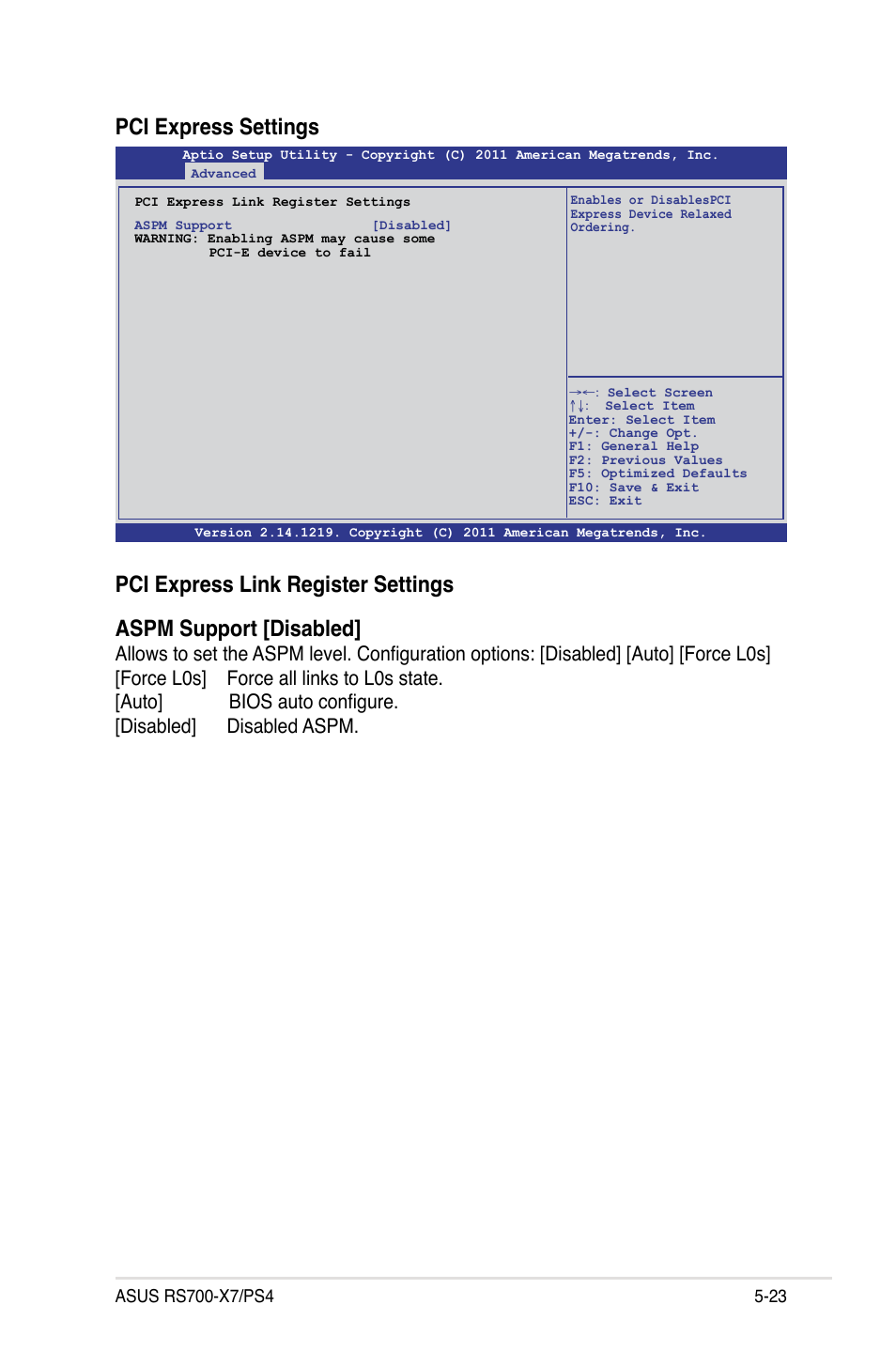 Pci express settings | Asus RS700-X7/PS4 User Manual | Page 87 / 182
