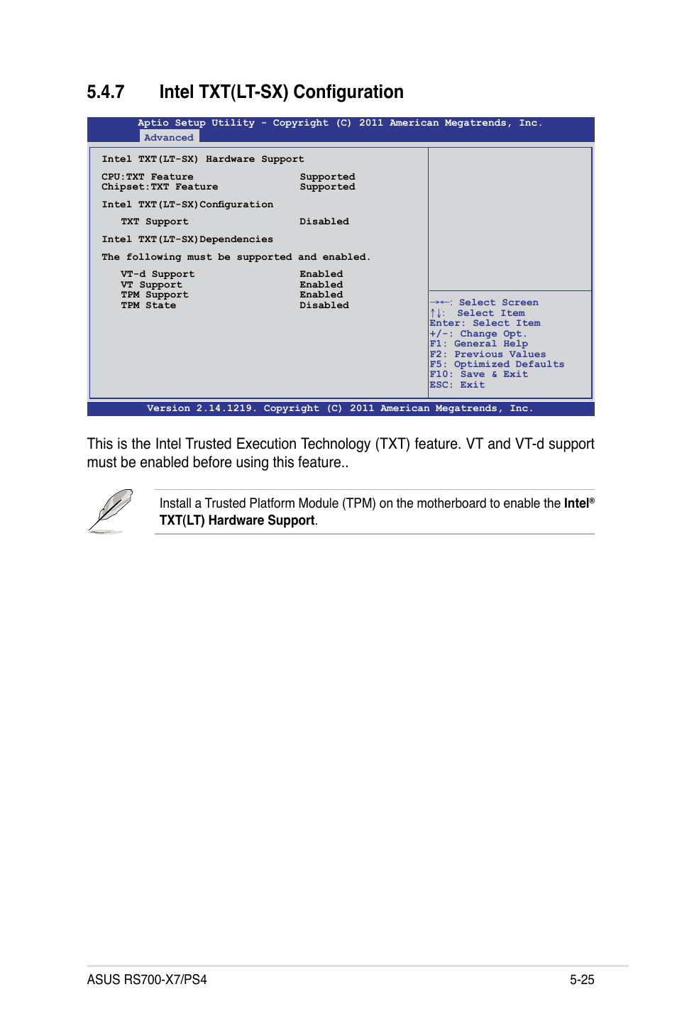 7 intel txt(lt-sx) configuration, Txt(lt) hardware support | Asus RS700-X7/PS4 User Manual | Page 89 / 182