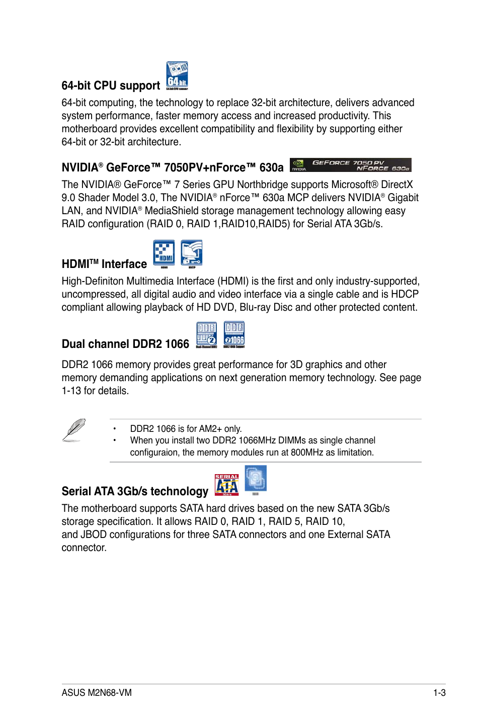 Asus M2N68-VM User Manual | Page 15 / 94